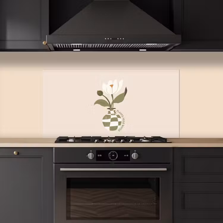 Bloem - Wit - Vaas - Quote keuken achterwand spatscherm middel -sfeer1
