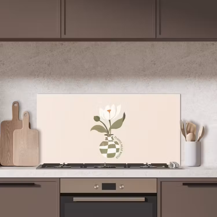 Bloem - Wit - Vaas - Quote keuken achterwand spatscherm middel -sfeer2