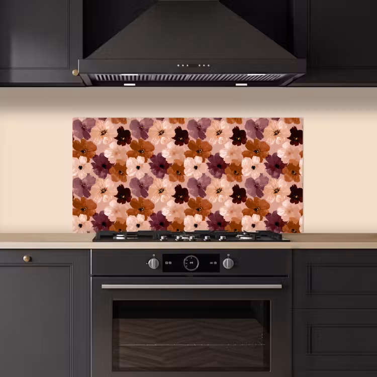 Bloemen - Abstract - Aardetinten keuken achterwand spatscherm middel 899 -sfeer1