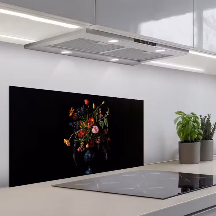 Bloemen - Bessen - Klassiek keuken achterwand spatscherm middel -3d_schuin