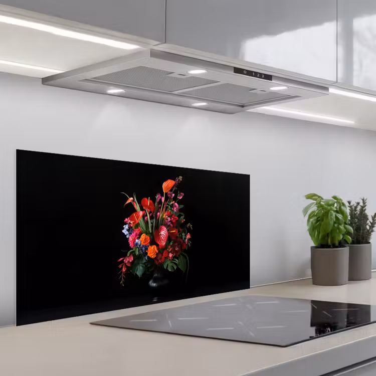 Bloemen - Boeket - Sierlijk keuken achterwand spatscherm middel -3d_schuin