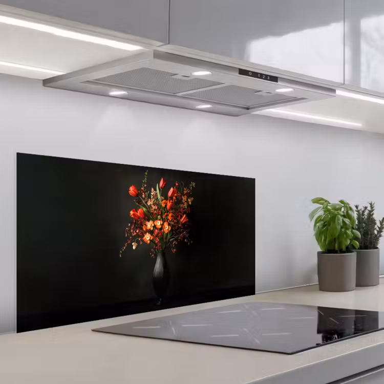 Bloemen - Takken - Boeket keuken achterwand spatscherm middel -3d_schuin