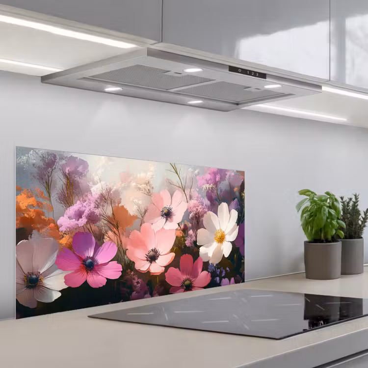Bloemen - Kleurrijk - Bloei keuken achterwand spatscherm middel -3d_schuin