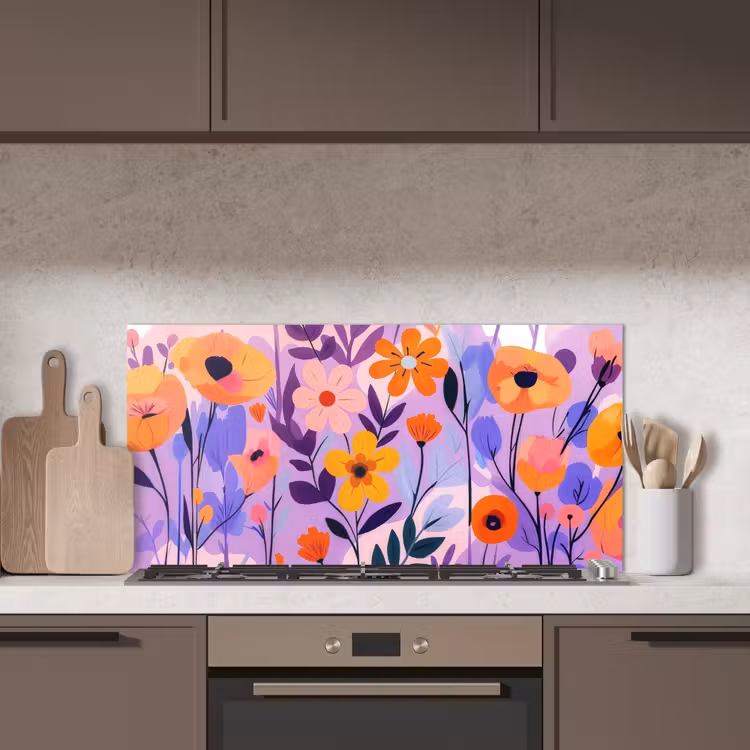 Bloemen - Kleurrijk - Bladeren keuken achterwand spatscherm middel -sfeer2