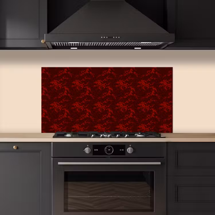 Bloemen - Donkerrood - Patroon keuken achterwand spatscherm middel 899 -sfeer1