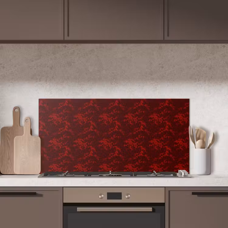 Bloemen - Donkerrood - Patroon keuken achterwand spatscherm middel 899 -sfeer2