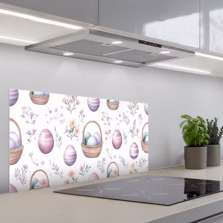 Bloemen - Paaseieren - Patroon keuken achterwand spatscherm middel -3d_schuin