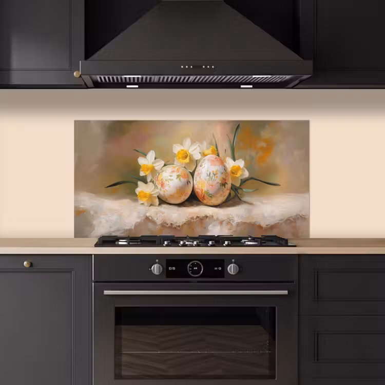 Bloemen - Eieren - Geschilderd keuken achterwand spatscherm middel -sfeer1