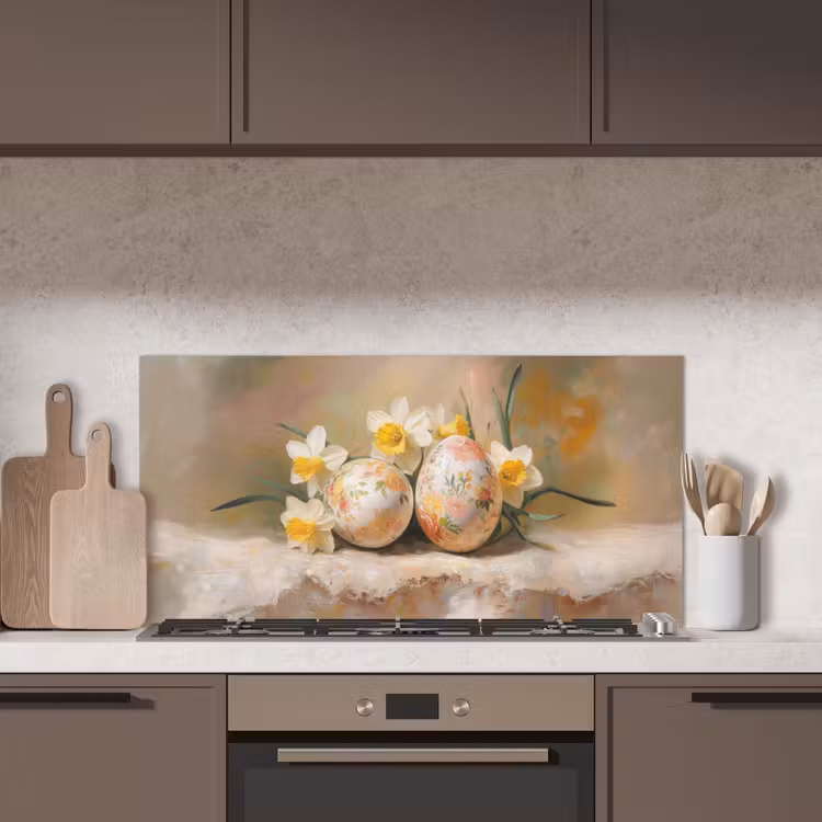 Bloemen - Eieren - Geschilderd keuken achterwand spatscherm middel -sfeer2