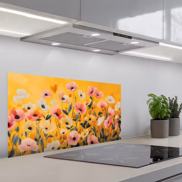 Bloemen - Veld - Geel keuken achterwand spatscherm middel -3d_schuin