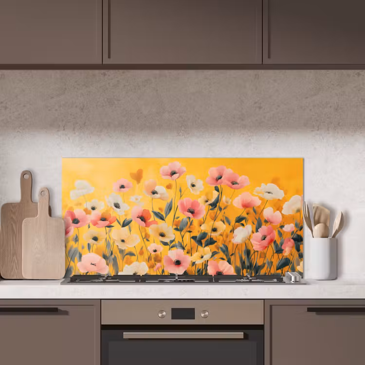 Bloemen - Veld - Geel keuken achterwand spatscherm middel -sfeer2