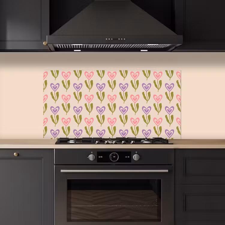 Bloemen - Hartjes - Patroon keuken achterwand spatscherm middel 899 -sfeer1