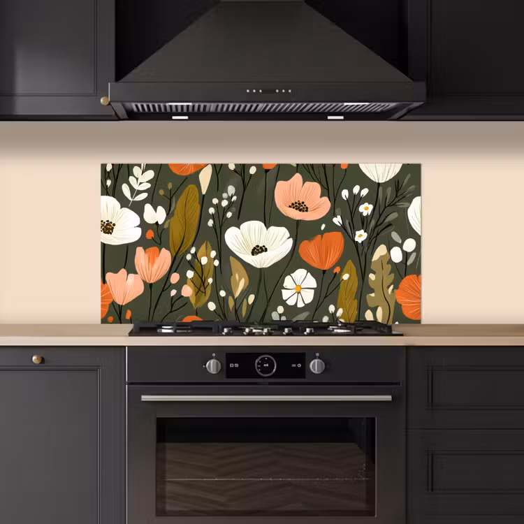 Bloemen - Illustratie - Groen keuken achterwand spatscherm middel -sfeer1