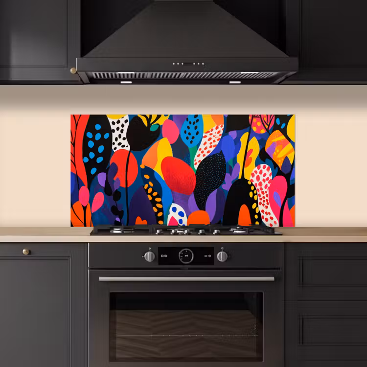 Bloemen - Bladeren - Abstract - Rood keuken achterwand spatscherm middel -sfeer1