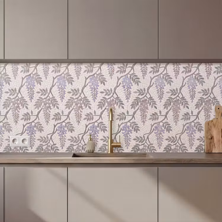 Bloemen - Mozaïek - Natuur - Patroon - Paars keuken achterwand 2 middel zz_3dshopping