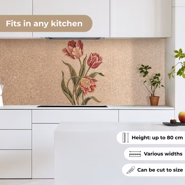 Bloemen - Mozaïek - Rood - Groen - Kunst keuken achterwand 2 middel -sfeer4_UK