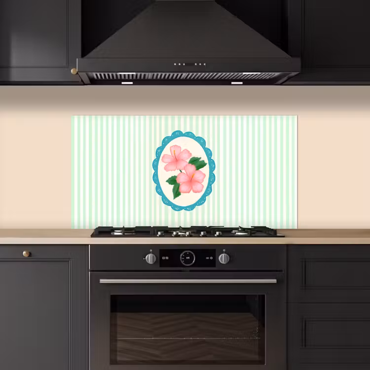 Bloemen - Ovaal - Strepen - Groen keuken achterwand spatscherm middel -sfeer1