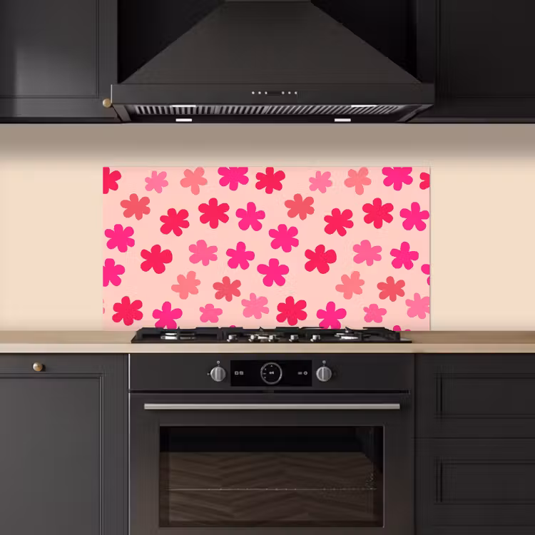 Bloemen - Patroon - Roze keuken achterwand spatscherm middel -sfeer1