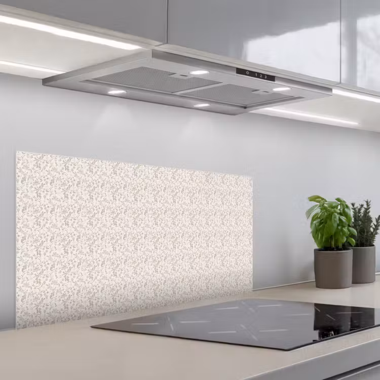 Bloemen - Patroon - Taupe keuken achterwand spatscherm middel 899 -3d_schuin