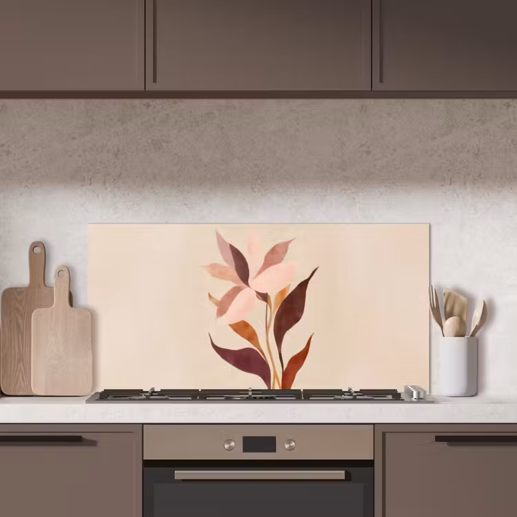 Bloemen - Blaadjes - Minimalistisch - Roze keuken achterwand spatscherm middel -sfeer2