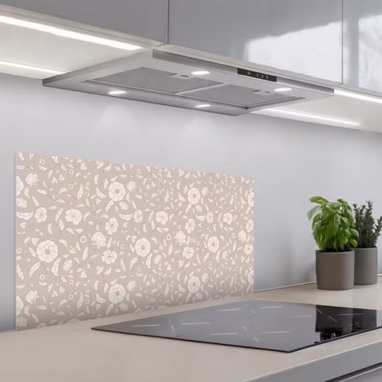 Bloemen - Blaadjes - Patroon keuken achterwand spatscherm middel 899 -3d_schuin