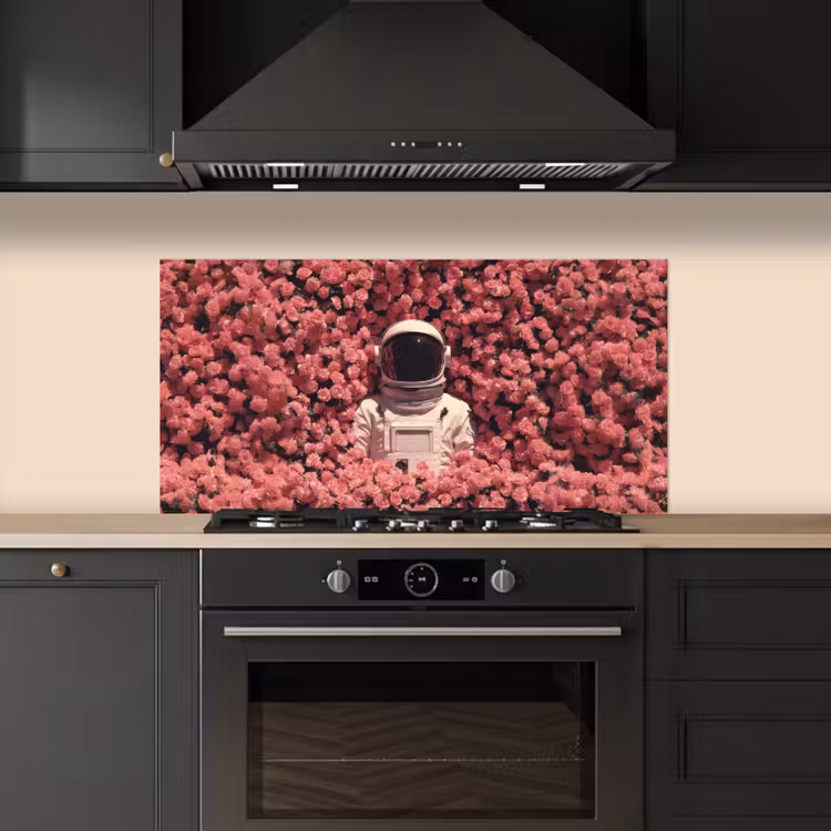 Bloemen - Roze - Astronaut keuken achterwand spatscherm middel -sfeer1