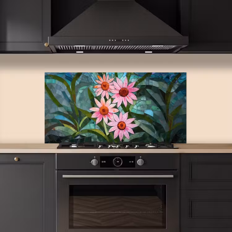 Bloemen - Roze - Glasmozaïek keuken achterwand spatscherm middel -sfeer1