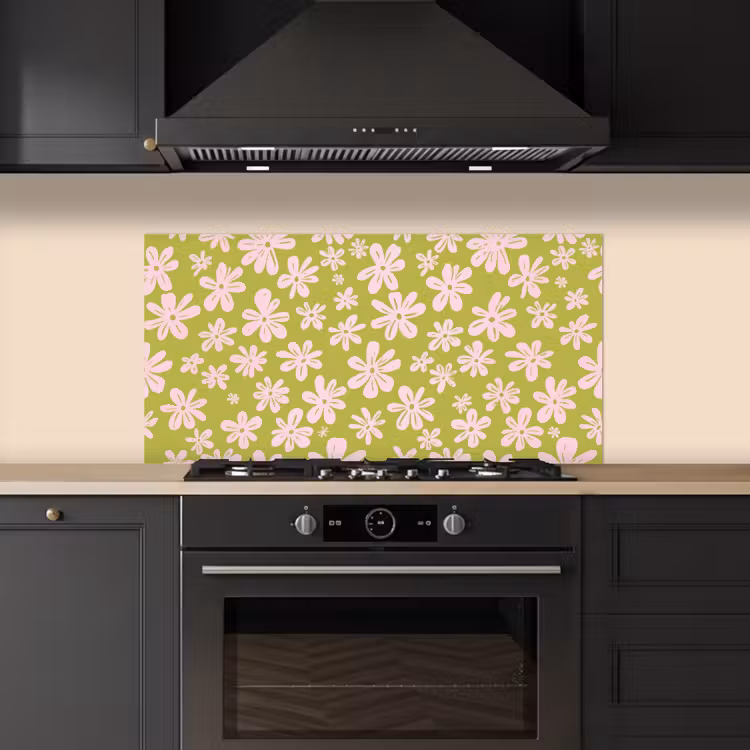 Bloemen - Roze - Getekend - Patroon keuken achterwand spatscherm middel -sfeer1