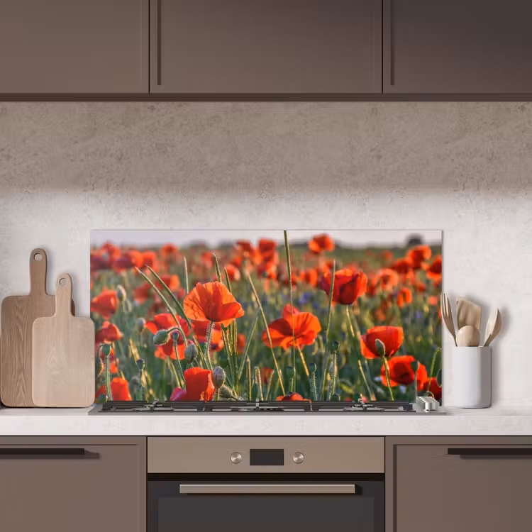 Bloemen - Klaprozen - Natuur - Rood keuken achterwand spatscherm middel -sfeer2