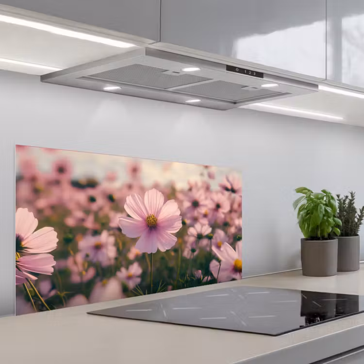 Bloemen - Paars - Wazig keuken achterwand spatscherm middel -3d_schuin