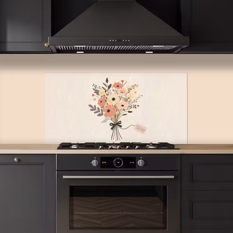 Bloemen - Quote - Beige - Lint keuken achterwand spatscherm middel -sfeer1