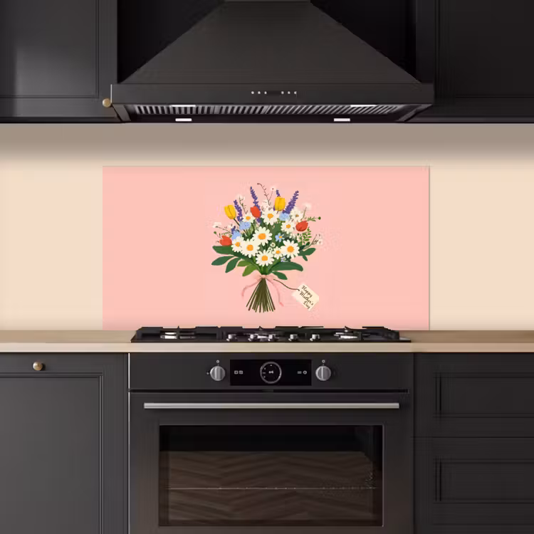 Bloemen - Lint - Kaartje keuken achterwand spatscherm middel -sfeer1