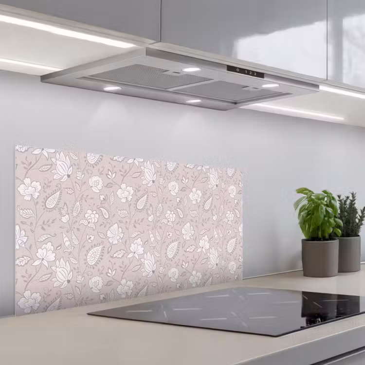 Bloemen - Getekend - Lavendel keuken achterwand spatscherm middel 899 -3d_schuin