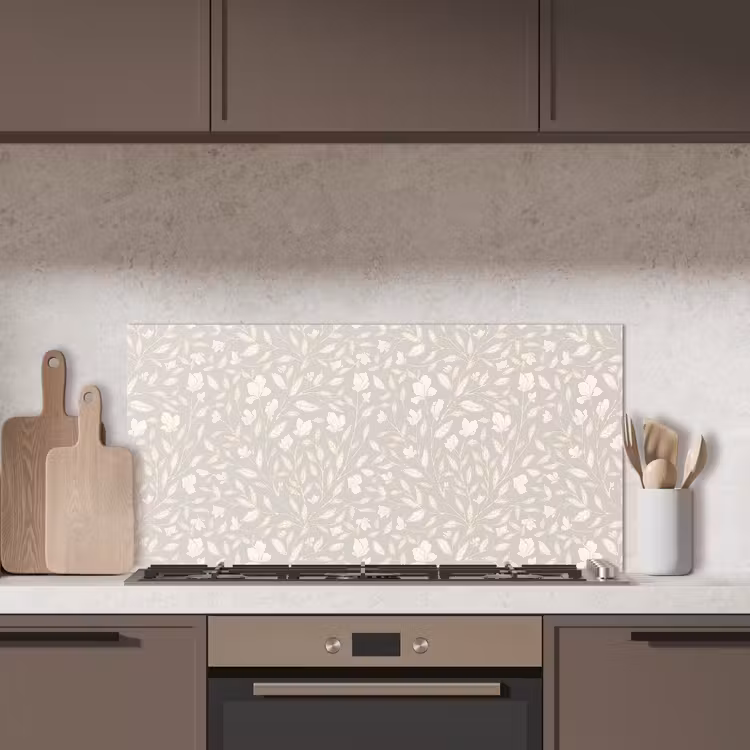 Bloemen - Steel - Blaadjes keuken achterwand spatscherm middel 899 -sfeer2