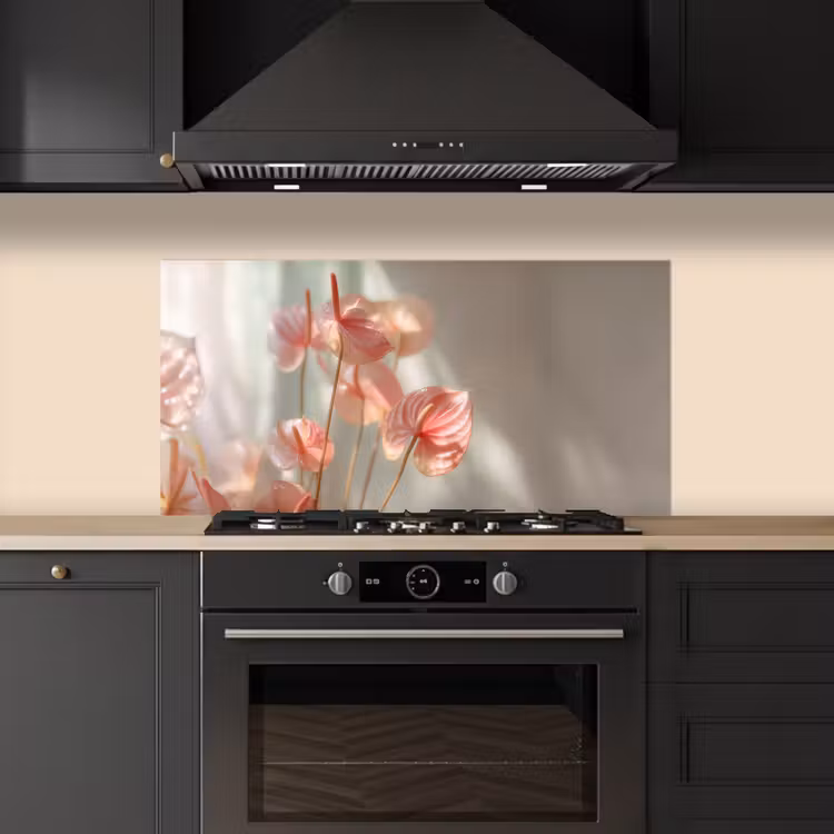 Bloemen - Stelen - Roze - Schaduw keuken achterwand spatscherm middel -sfeer1