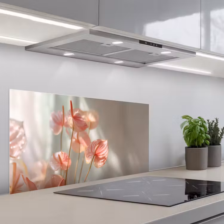 Bloemen - Stelen - Roze - Schaduw keuken achterwand spatscherm middel -3d_schuin