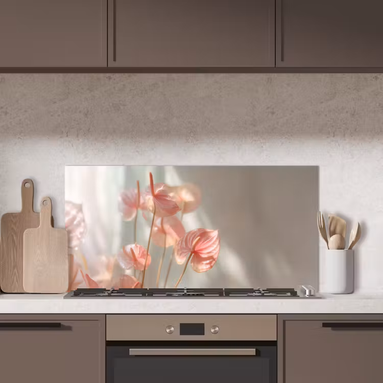 Bloemen - Stelen - Roze - Schaduw keuken achterwand spatscherm middel -sfeer2