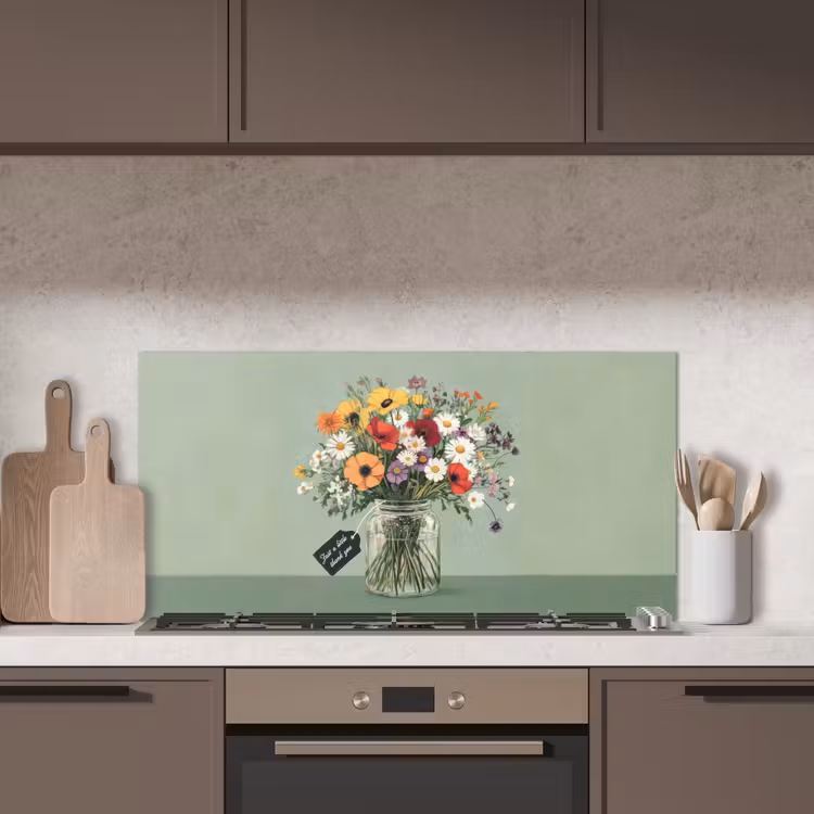 Bloemen - Vaas - Kaartje keuken achterwand spatscherm middel -sfeer2