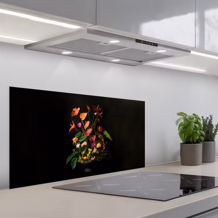 Bloemen - Vaas - Kleurrijk keuken achterwand spatscherm middel -3d_schuin