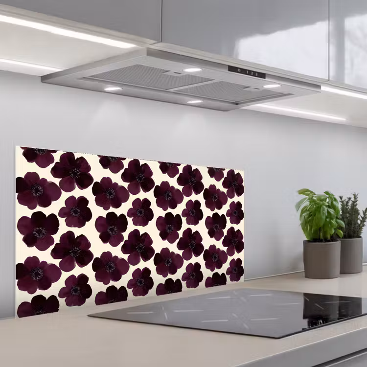 Bloemen - Aquarel - Paars keuken achterwand spatscherm middel 899 -3d_schuin