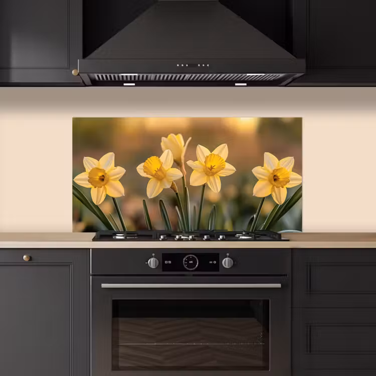 Bloemen - Geel - Wazig keuken achterwand spatscherm middel -sfeer1