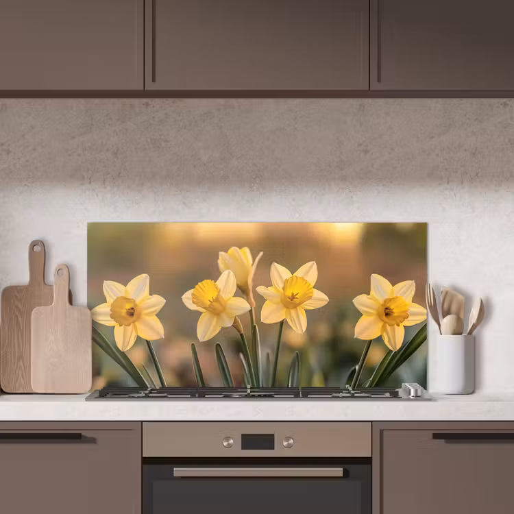 Bloemen - Geel - Wazig keuken achterwand spatscherm middel -sfeer2