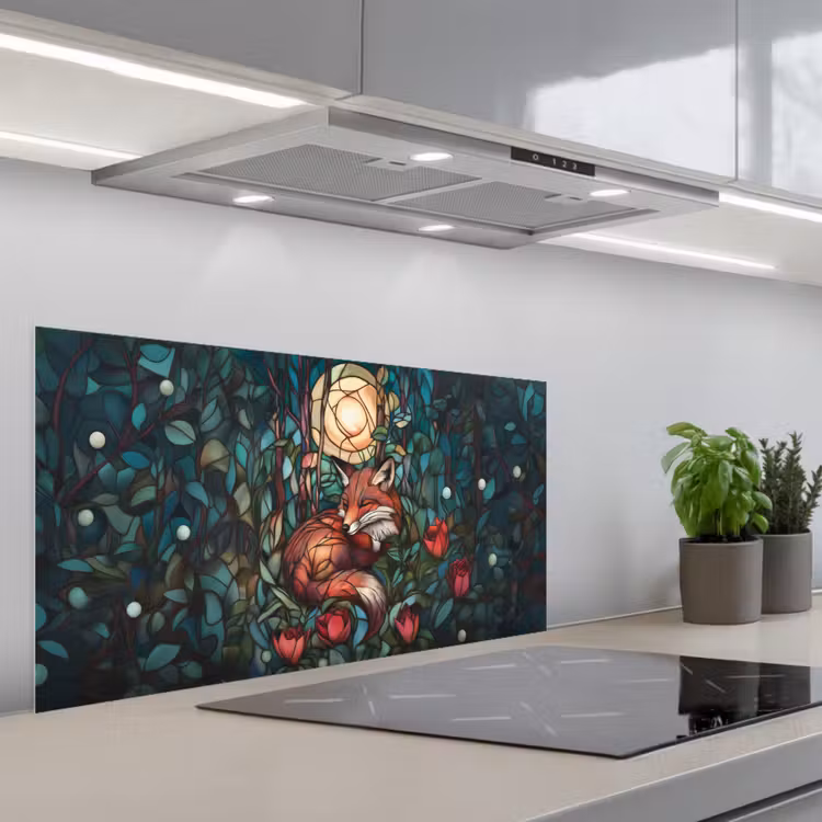 Vos - Mozaïek - Bos - Maan keuken achterwand spatscherm middel -3d_schuin