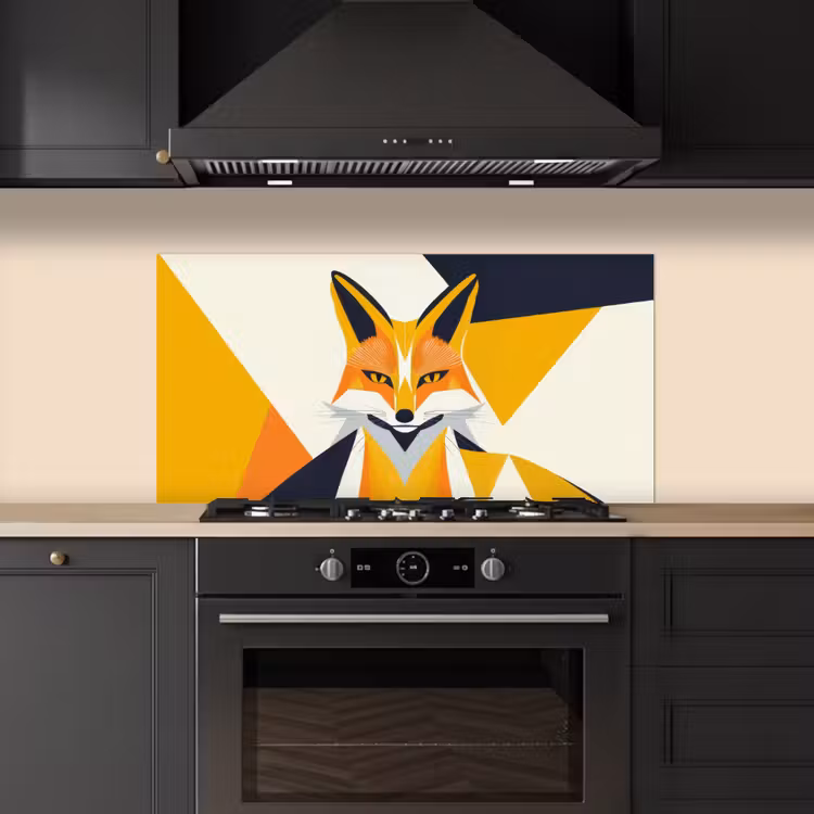 Vos - Oranje - Abstract - Driehoeken keuken achterwand spatscherm middel -sfeer1