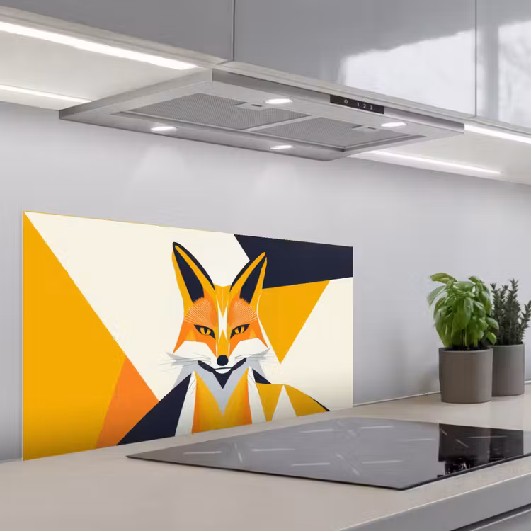 Vos - Oranje - Abstract - Driehoeken keuken achterwand spatscherm middel -3d_schuin