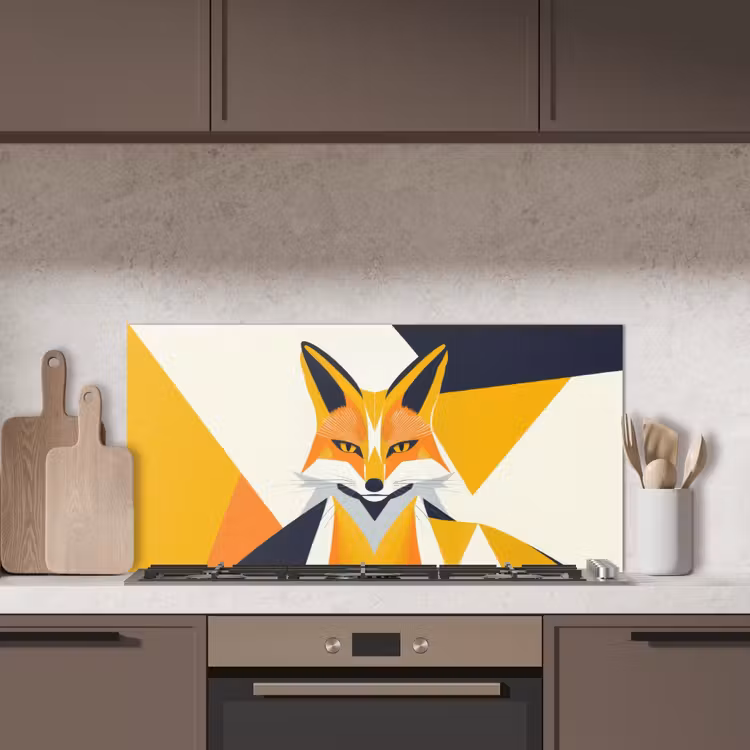 Vos - Oranje - Abstract - Driehoeken keuken achterwand spatscherm middel -sfeer2