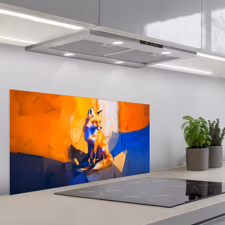 Vos - Oranje - Vormen - Abstract keuken achterwand spatscherm middel -3d_schuin
