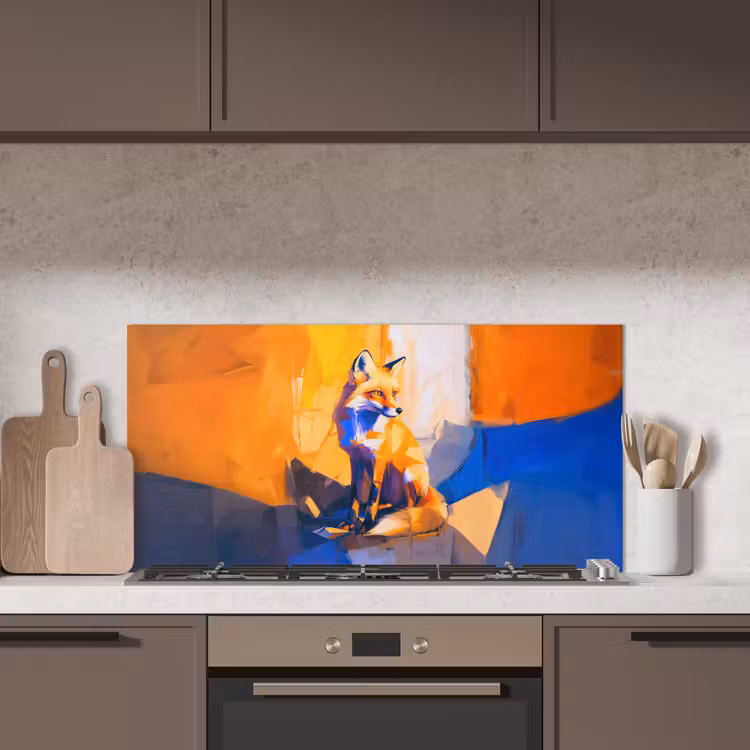 Vos - Oranje - Vormen - Abstract keuken achterwand spatscherm middel -sfeer2