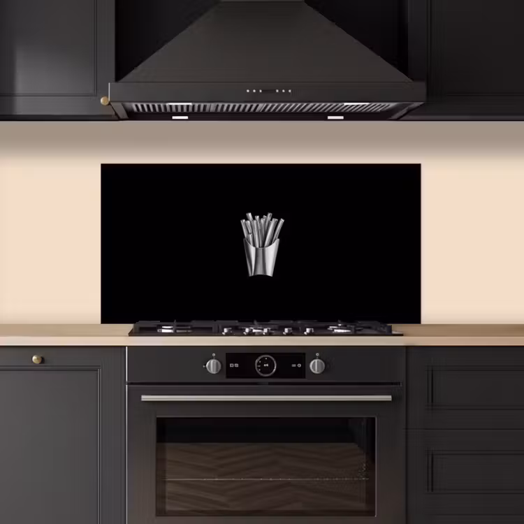 Frietjes - Futuristisch - Zilver keuken achterwand spatscherm middel -sfeer1
