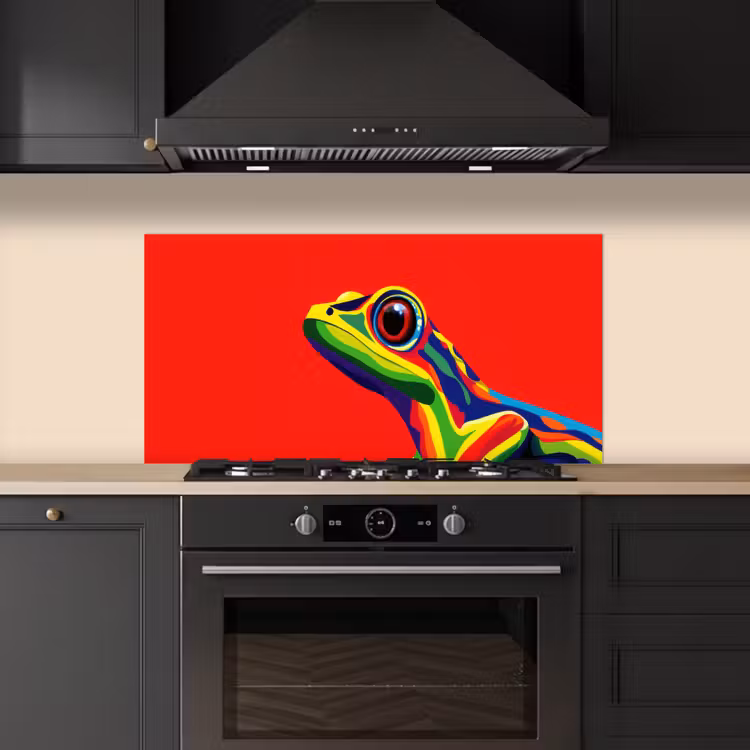 Kikker - Kleurrijk - Strepen - Ogen keuken achterwand spatscherm middel -sfeer1